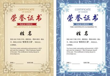 140款精美荣誉证书模板合集：PSD/CDR/Word格式，适用于政企校园（工具资源）