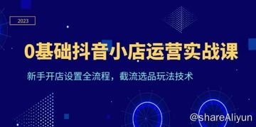 名称：天祥电商·《0基础抖音小店运营实战课》新手开店设置全流程，截流选品玩法技术（教程资源）